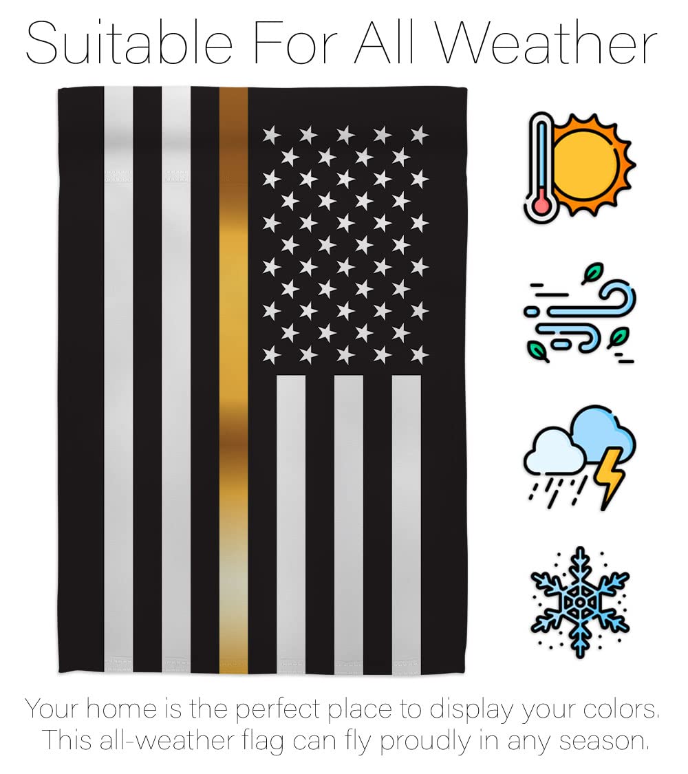 US Thin Gold Line Garden Flag - Military Support Banner for Yard & Home Decor