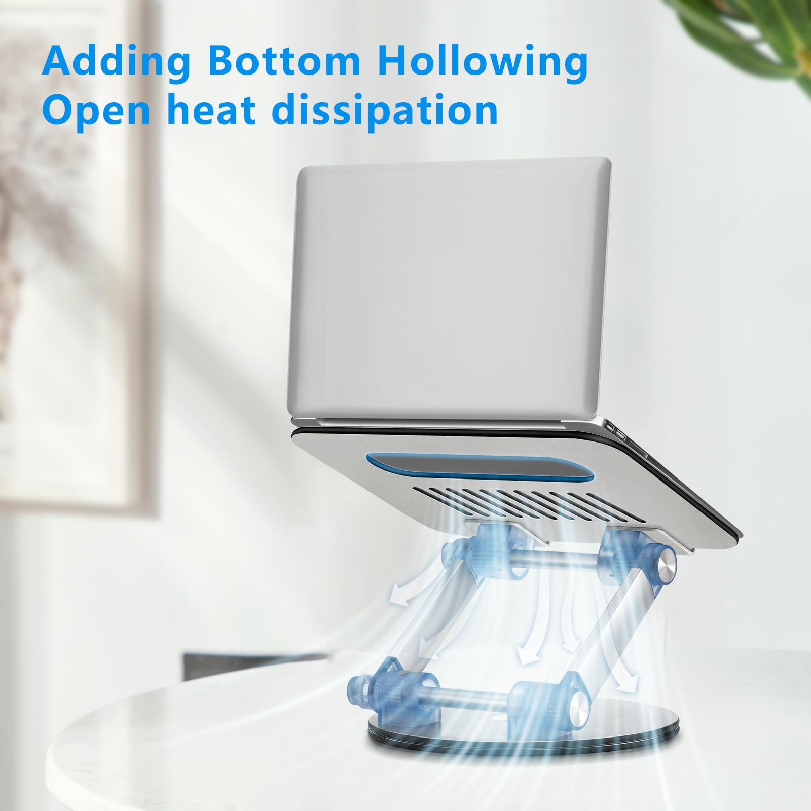 360° Swivel Laptop Stand Base - Adjustable, Foldable, Anti-Skid, Ergonomic Notebook Mount for iPad & All Laptops, Ideal for Home Office & Remote Work