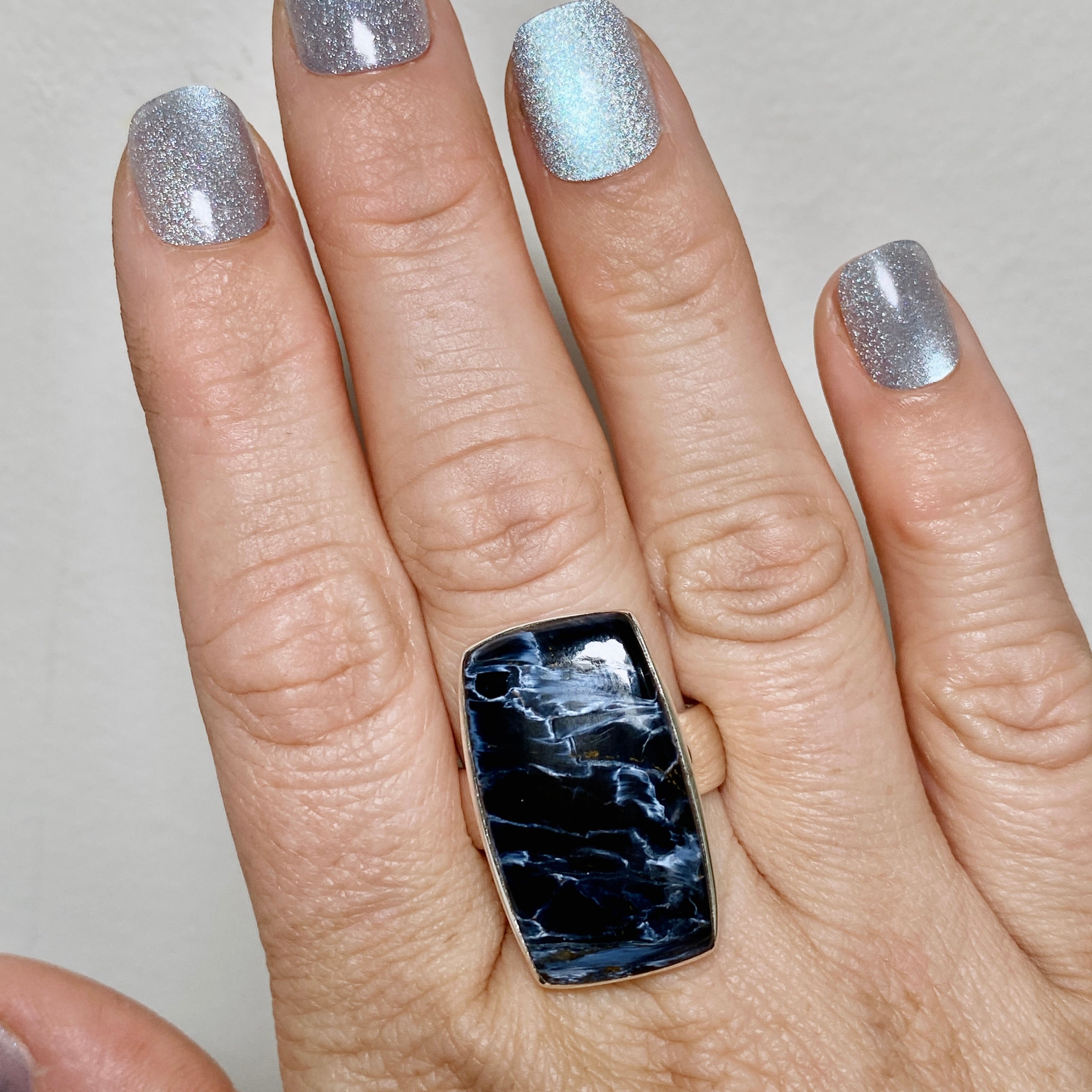 Pietersite Rectangular Cabochon Ring - Size 10 Sterling Silver Jewelry PRGJ899 | Perfect for Boho Fashion & Spiritual Healing