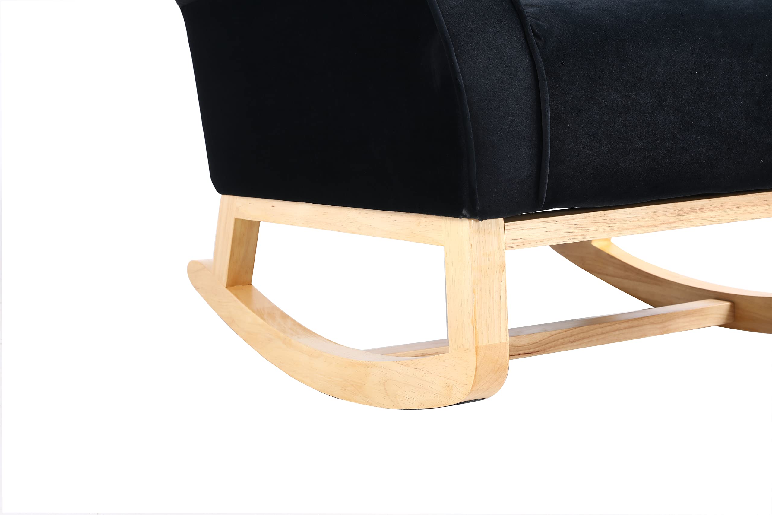 Nicbex High Back Rocking Chair - Velvet Upholstered Nursery Glider with Smooth Motion, Ergonomic Support for Breastfeeding & Baby Bonding - Perfect for Nursery, Bedroom & Living Room (Black)