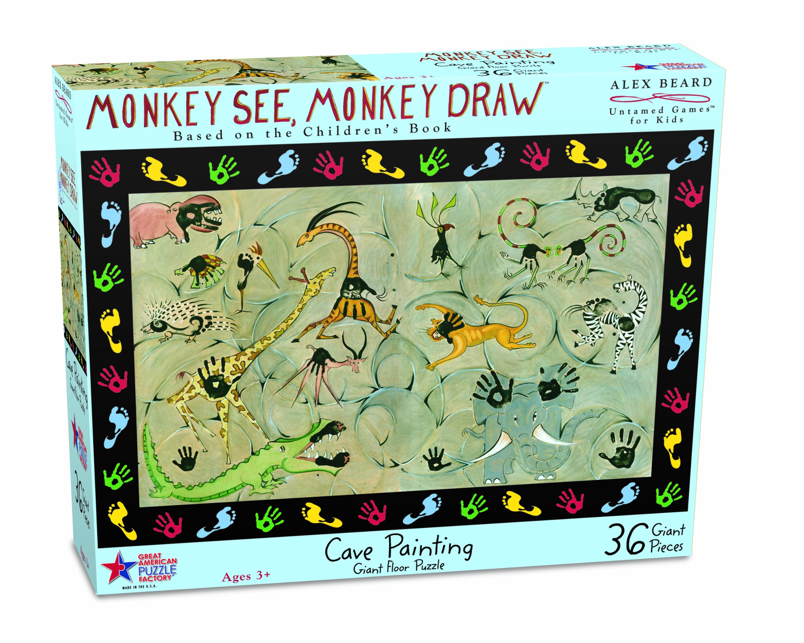 Monkey See Monkey Draw Cave Painting Floor Puzzle - 36 Piece Kids Educational Puzzle for Learning & Play - Perfect for Preschool, Classroom, and Family Game Night