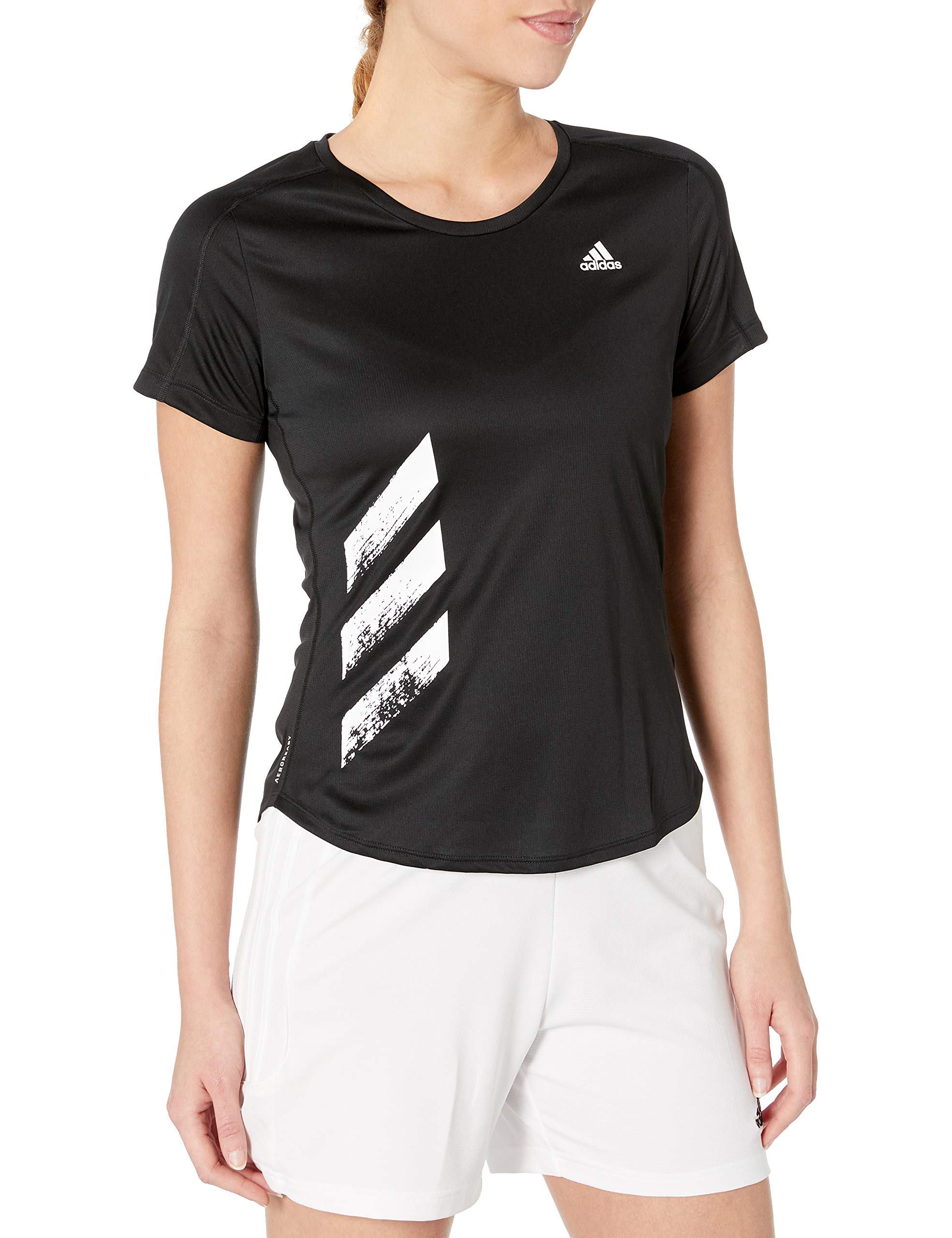 Adidas Women's Run It 3-Stripes Fast Dry Running T-Shirt - Moisture Wicking Workout Top for Gym, Jogging & Athletic Performance