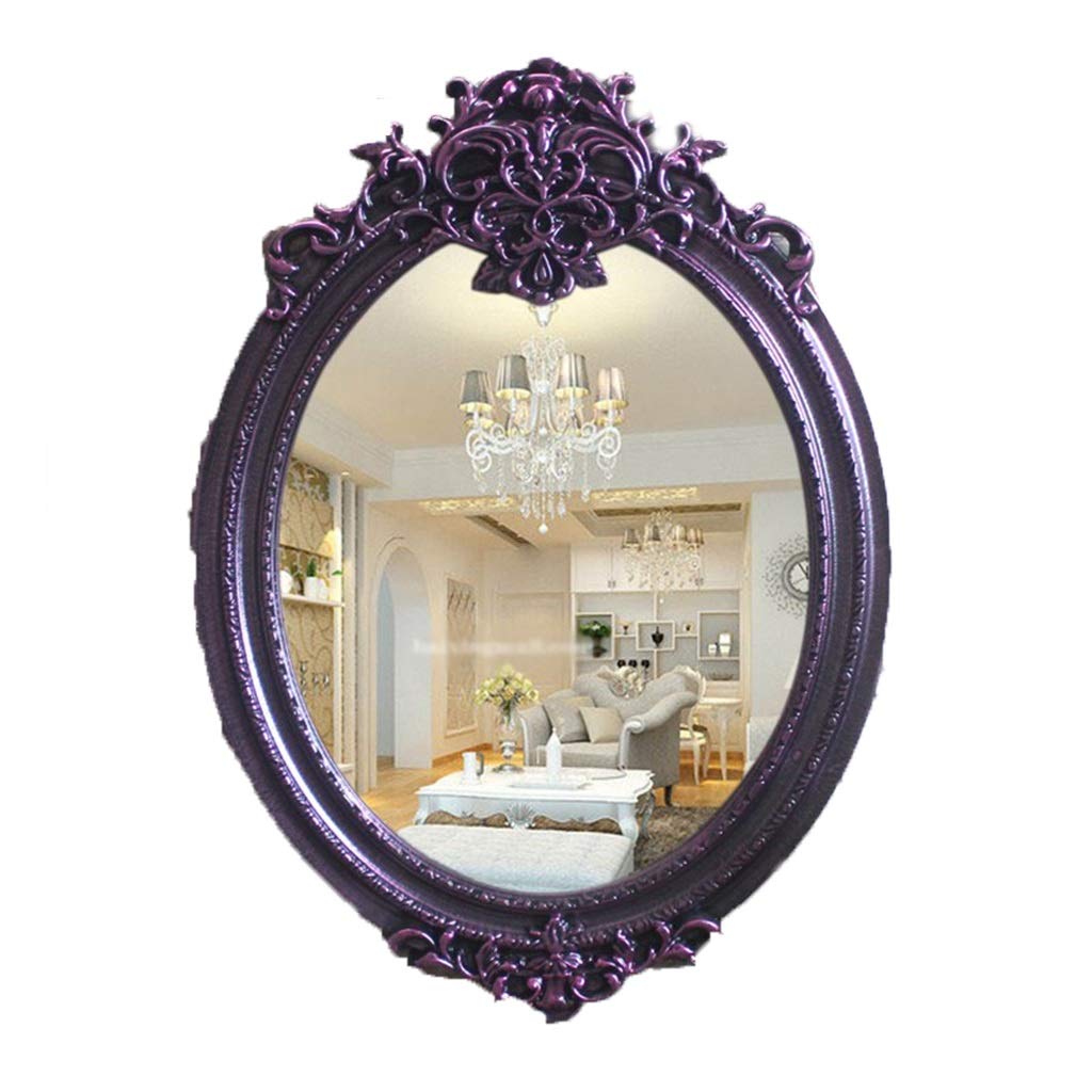 Vintage Wall Hanging Mirror - Purple Bathroom & Living Room Decorative Mirror, Eco-Friendly Dressing Mirror for Hallway & Bedroom | Perfect for Makeup, Home Decor & Vanity Areas