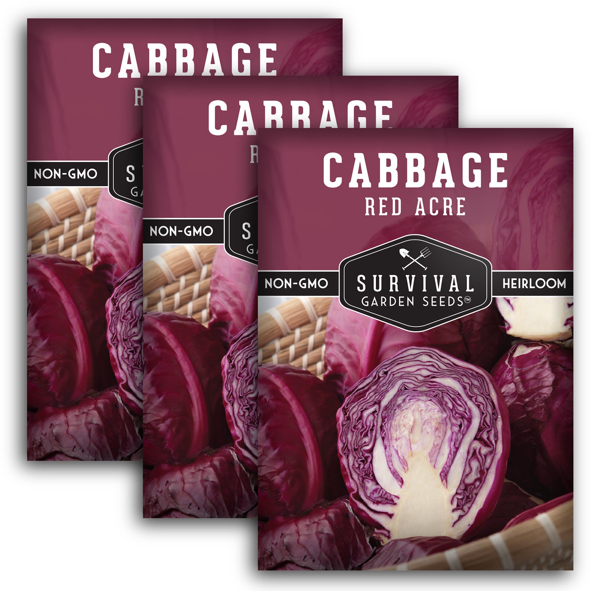Organic Red Acre Cabbage Seeds for Planting - Non-GMO, Heirloom Variety - Perfect for Home Gardens, Container Growing & Fresh Salads