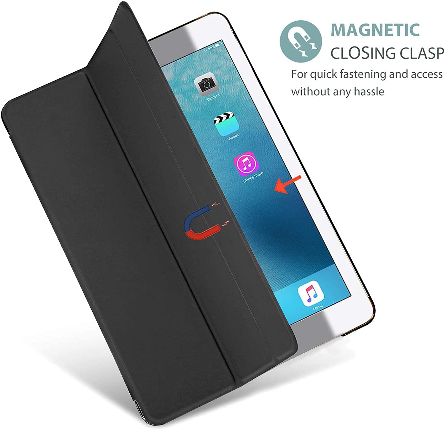 MOBISTAR Magnetic Smart Case for iPad Air 11-inch (6th/5th/4th Gen 2024-2020) - Slim Stand Hard Back Shell Cover with Auto Wake/Sleep | Perfect for Work, Travel & Home Use (Black)