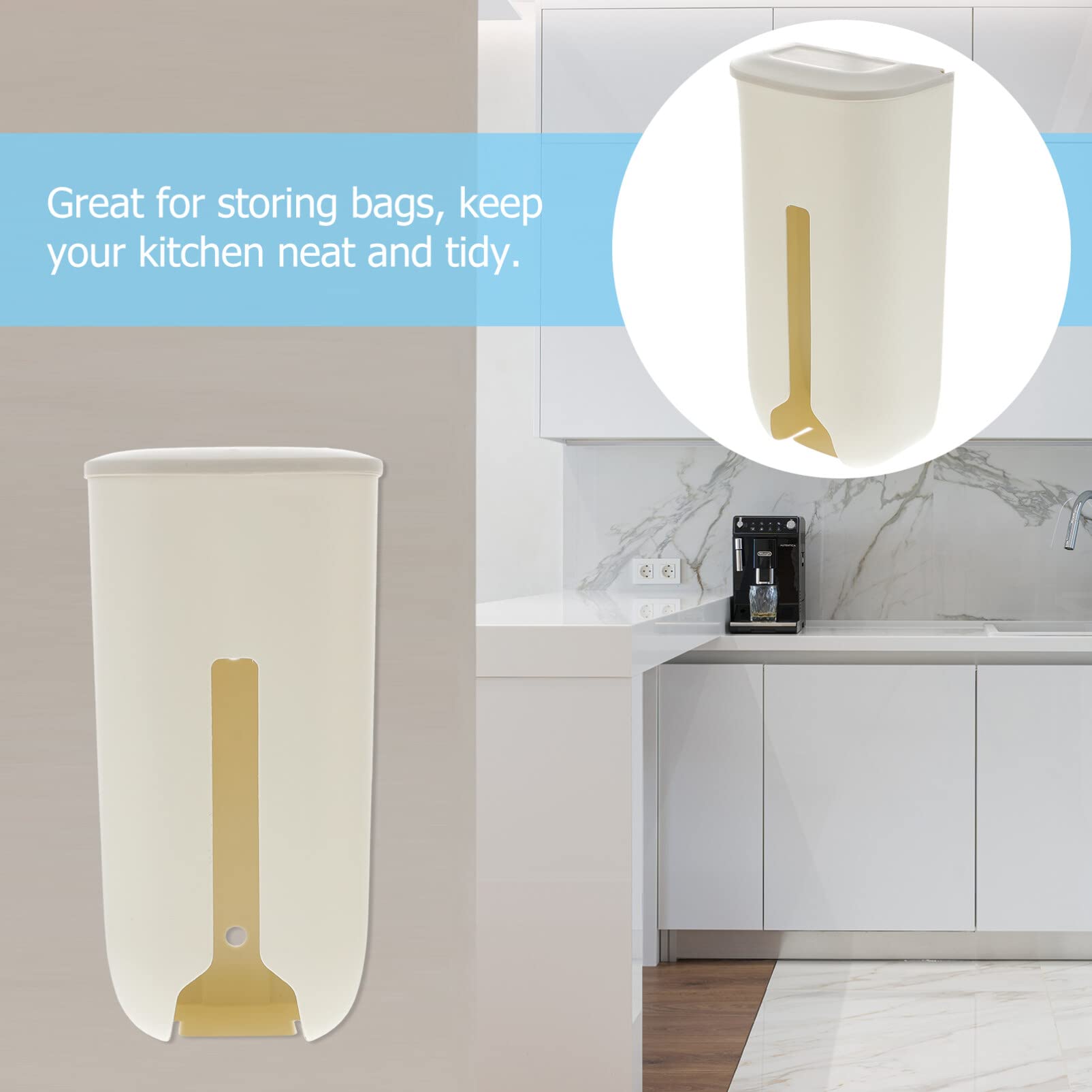 UPKOCH Wall Mount Plastic Bag Holder - Grocery Bag Dispenser & Organizer for Kitchen, Bathroom, Laundry - White Folding Bag Saver, Hanging Trash Bag Storage & Recycling Container (Perfect for Organizing Shopping Bags, Trash Bags & Recycling)