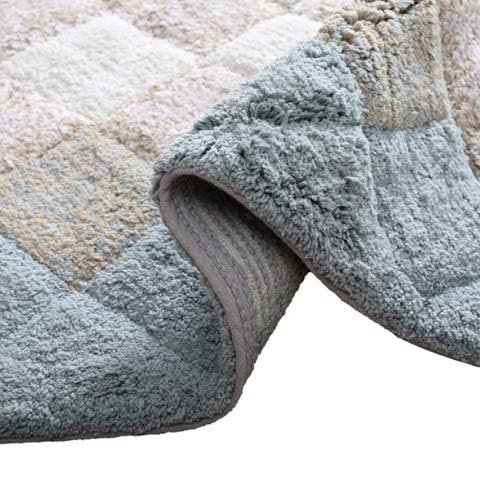 Non-Slip Cotton Bathroom Rugs Set of 2 - Grey Beige Albany Inspired Quick Dry Bath Mats for Bathroom Floor, Tub, Spa & Shower | 21x32 & 17x34 Inch Absorbent Bath Mats for Living Room, Entryway & Door Mats | Perfect for Modern Homes & Guest Bathrooms