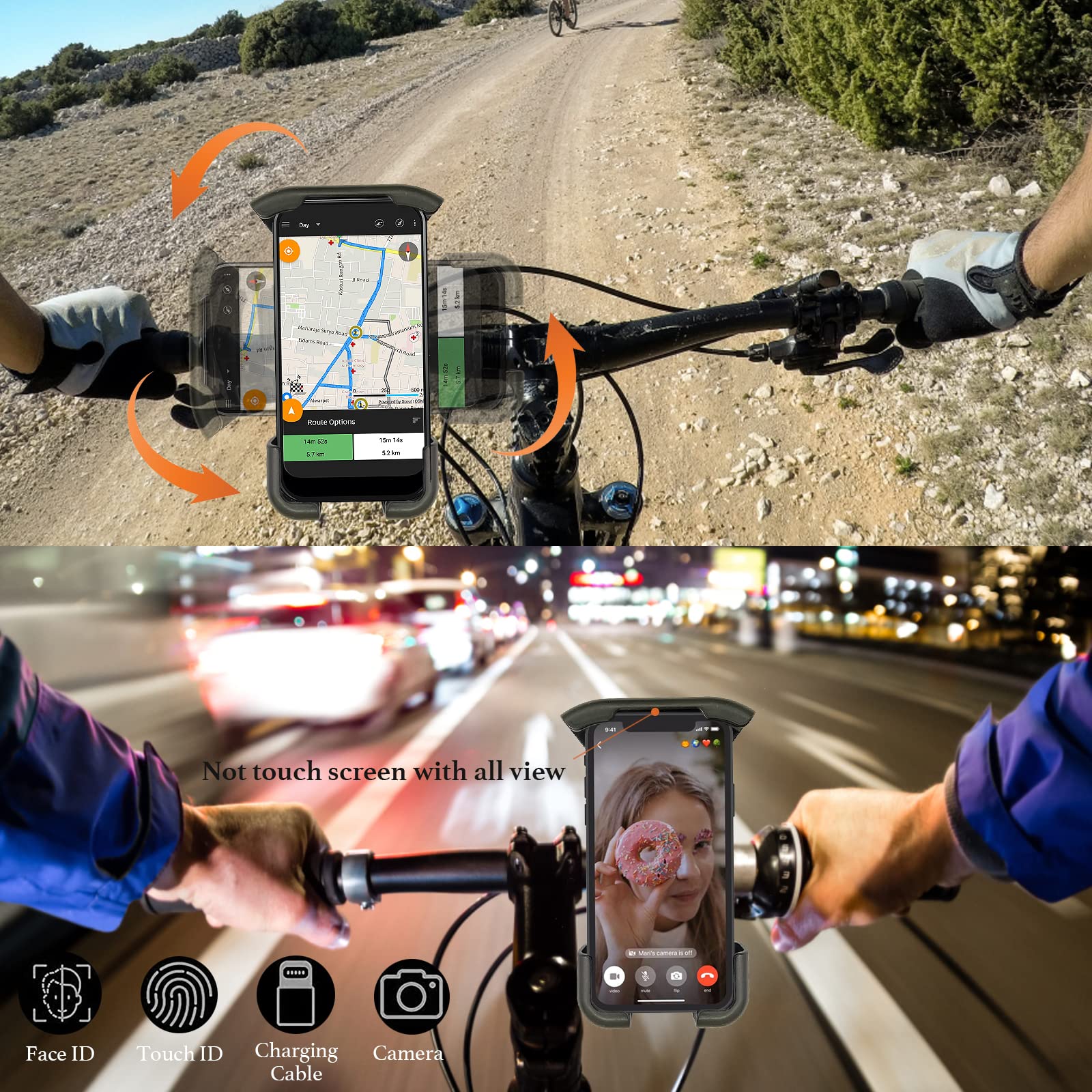 LAZORA Universal Bike Phone Mount - Motorcycle & Bicycle Phone Holder for iPhone & Android (4.7