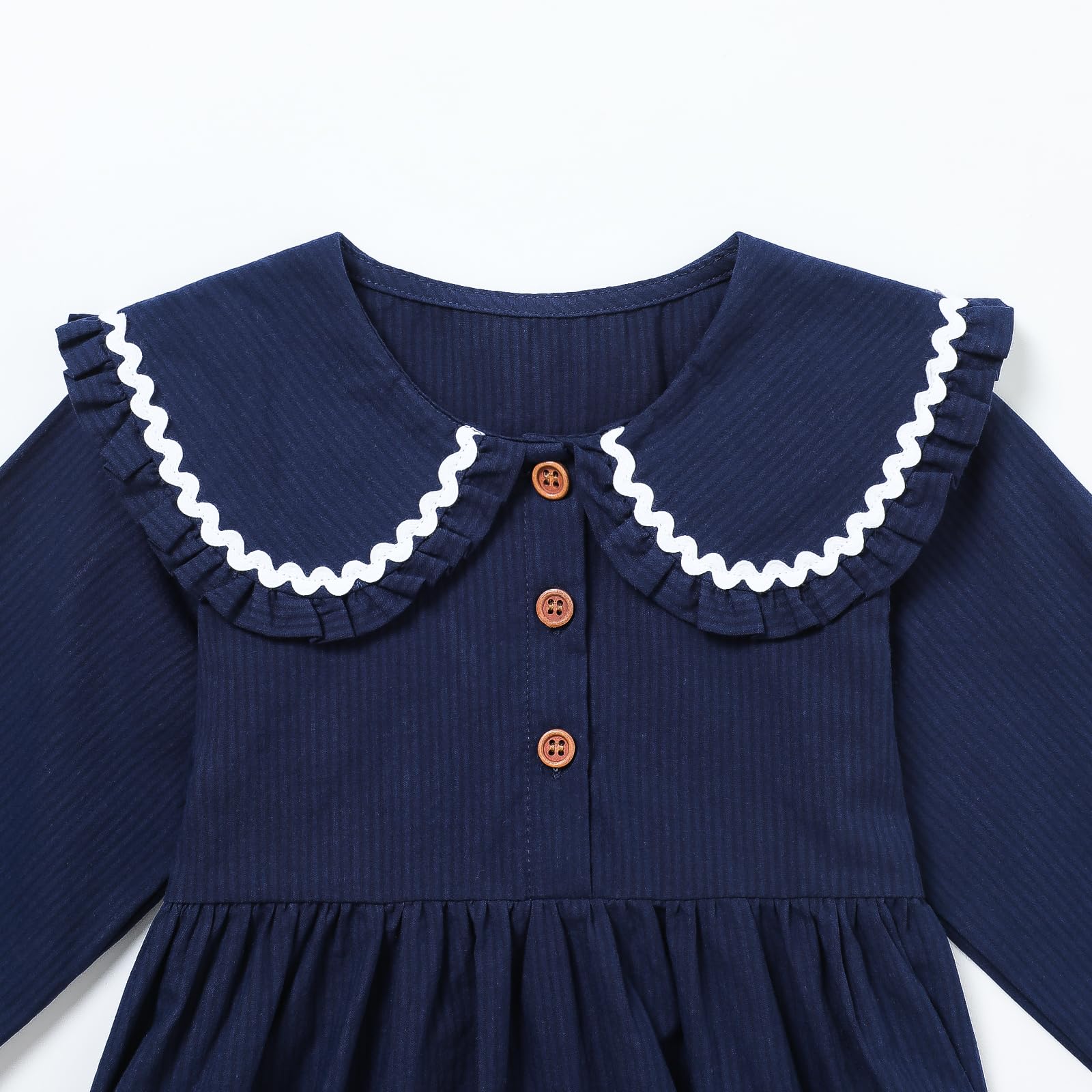 HILEELANG Toddler Girls Long Sleeve Cotton Dress - Floral Print Casual Shirt Dress for Fall Autumn | Perfect for Playdates, Preschool & Family Outings