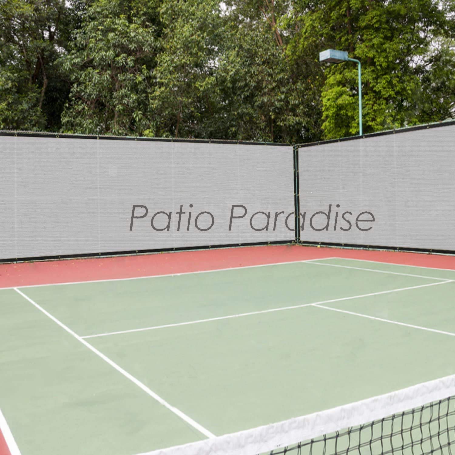 3'x207' Light Gray Privacy Screen Fence - UV Blocking Mesh Shade Net with Brass Grommets for Garden & Backyard