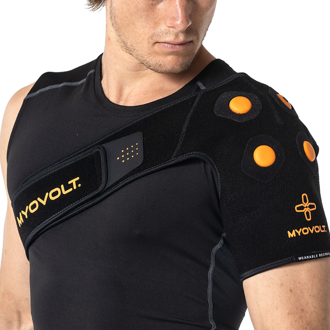 MYOVOLT Shoulder Pain Relief Device - Portable & Rechargeable TENS Unit for Shoulder Pain Therapy - Perfect for Home, Office & Travel Use