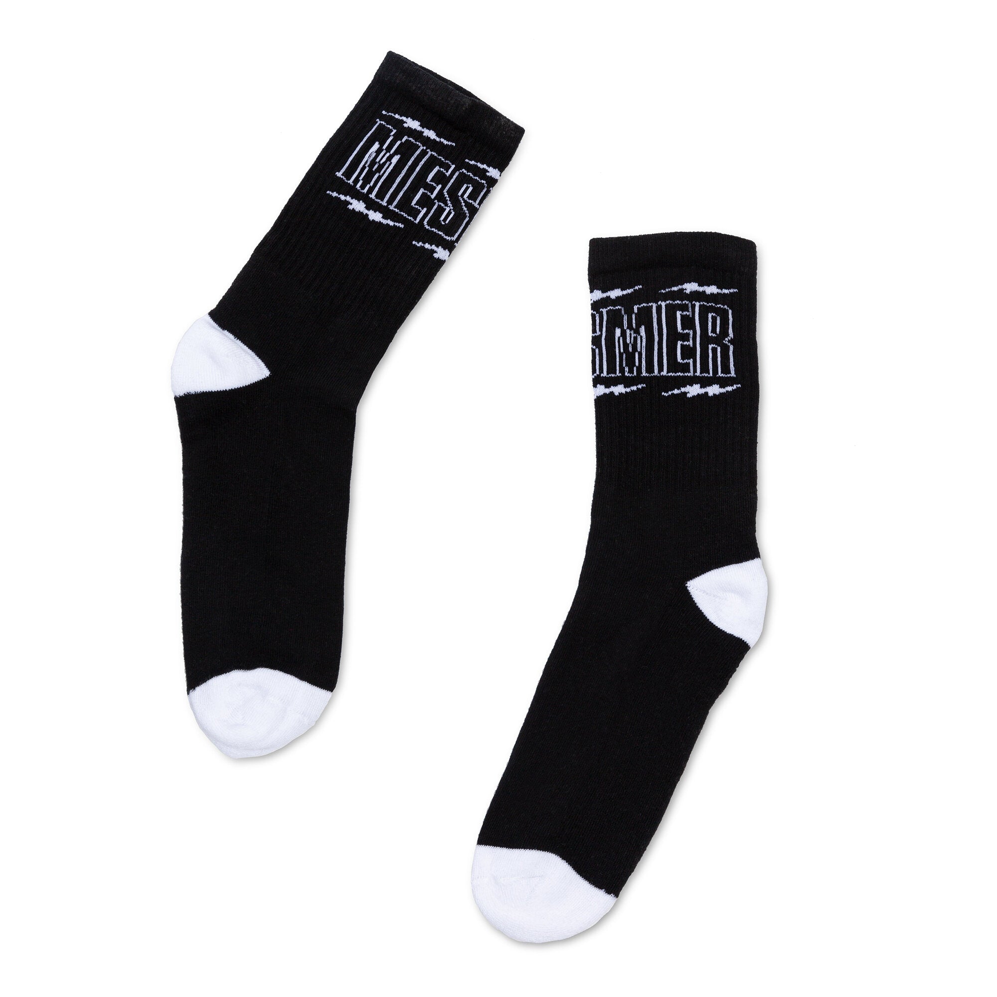 Mesmer Thunders Black and White Socks - Comfortable Athletic Socks for Running, Gym & Everyday Wear - Breathable & Cushioned for Men & Women