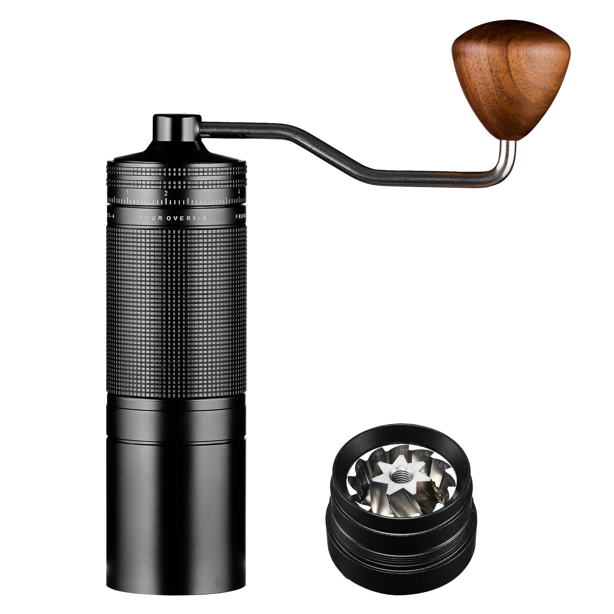 Premium Z30 Manual Coffee Grinder - 7-Star Stainless Steel Burr for French Press, Espresso & Mocha - Adjustable Coarseness, 3-Bearing System - Perfect for Home, Office & Travel (20g Capacity, Black)