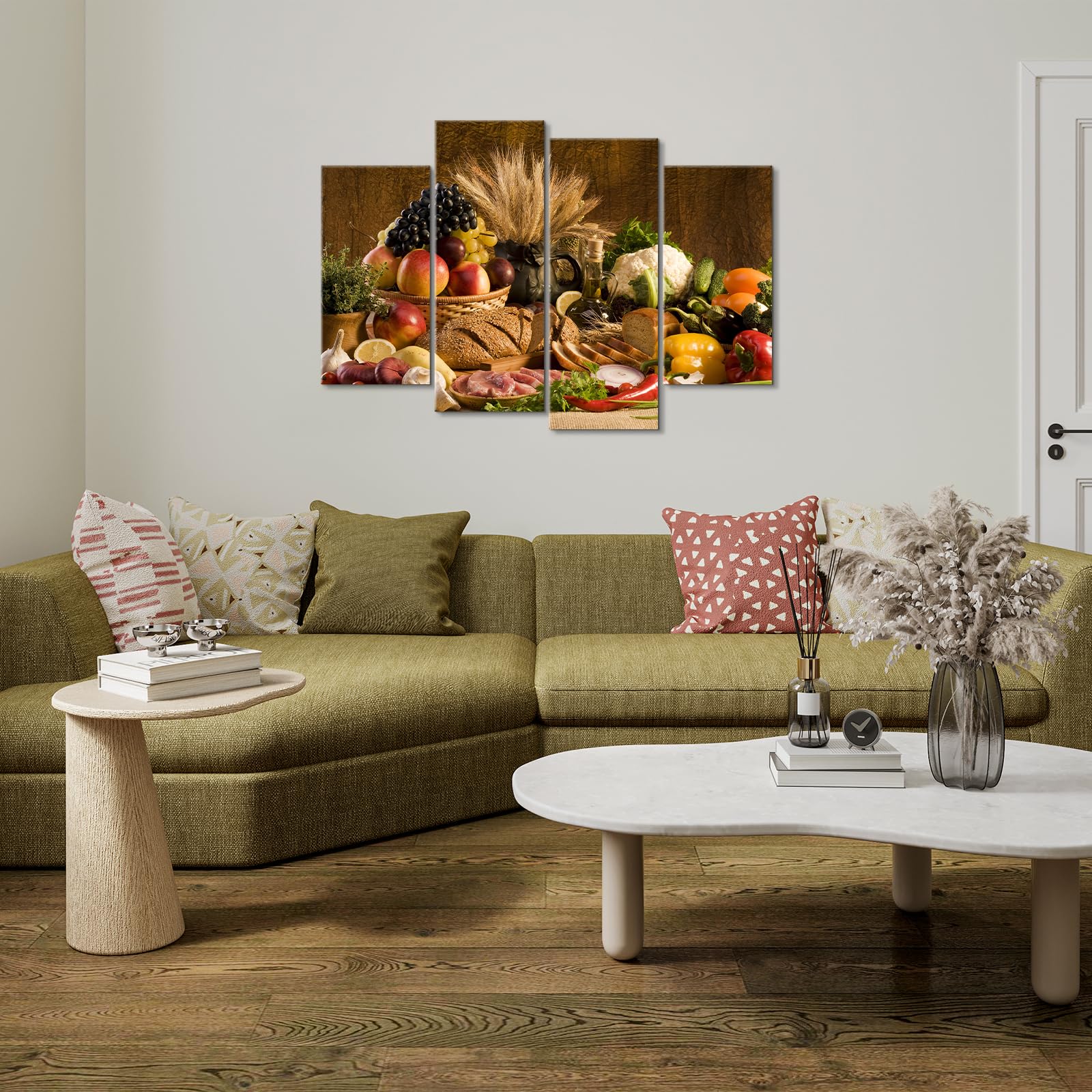 YOUHONG 4-Piece Fruit Wall Art - Kitchen Canvas Decor for Home & Dining Room - Ready to Hang (40