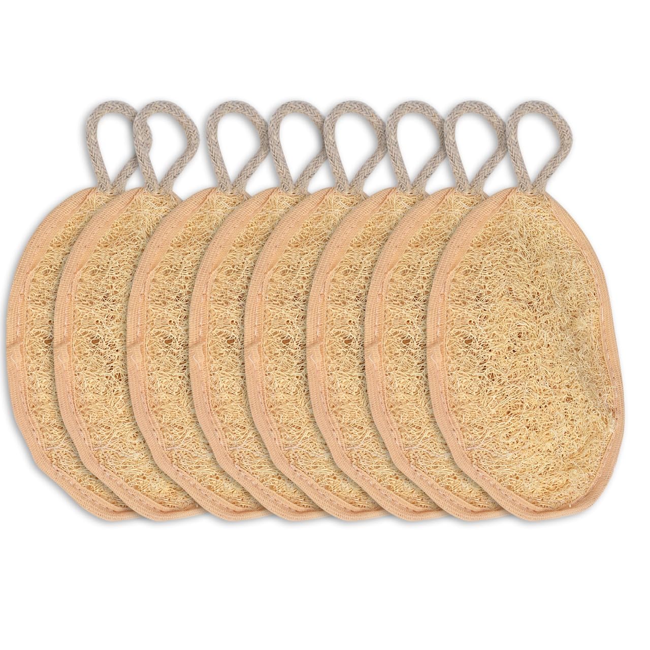Organic Natural Loofah Body Wash Sponge - 100% Sun-Dried Luffa for Women & Men | Exfoliating Bath Scrubber | Eco-Friendly Skin Care Accessories (Pack of 8) | Perfect for Shower, Spa & Daily Exfoliation Routine