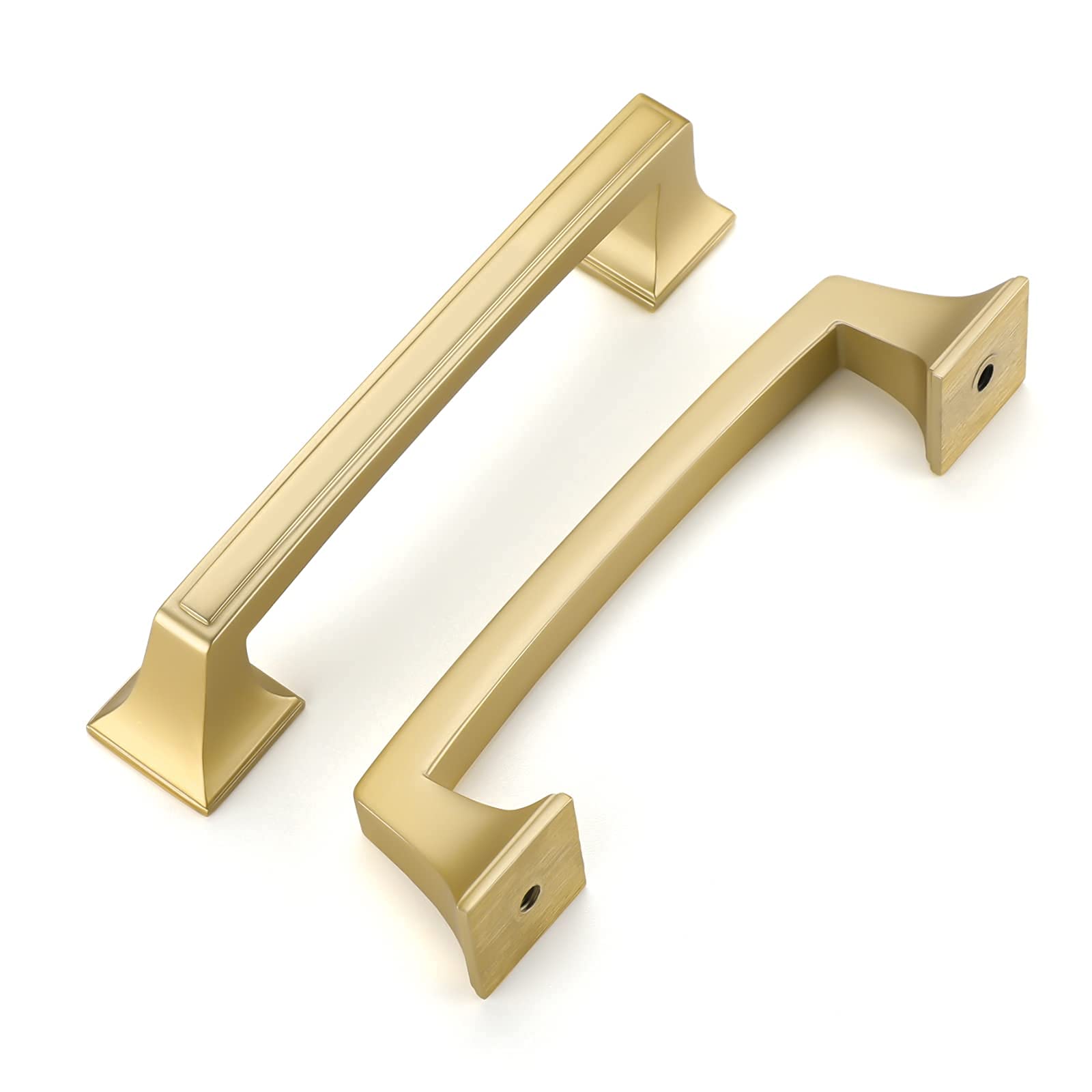 25 Pack Brushed Gold Cabinet Drawer Pulls - 3 3/4 Inch Vintage Square Handles for Kitchen & Dresser | Solid Brass Hardware for Cabinets, Wardrobes & Furniture (Durable & Stylish Home Upgrade)