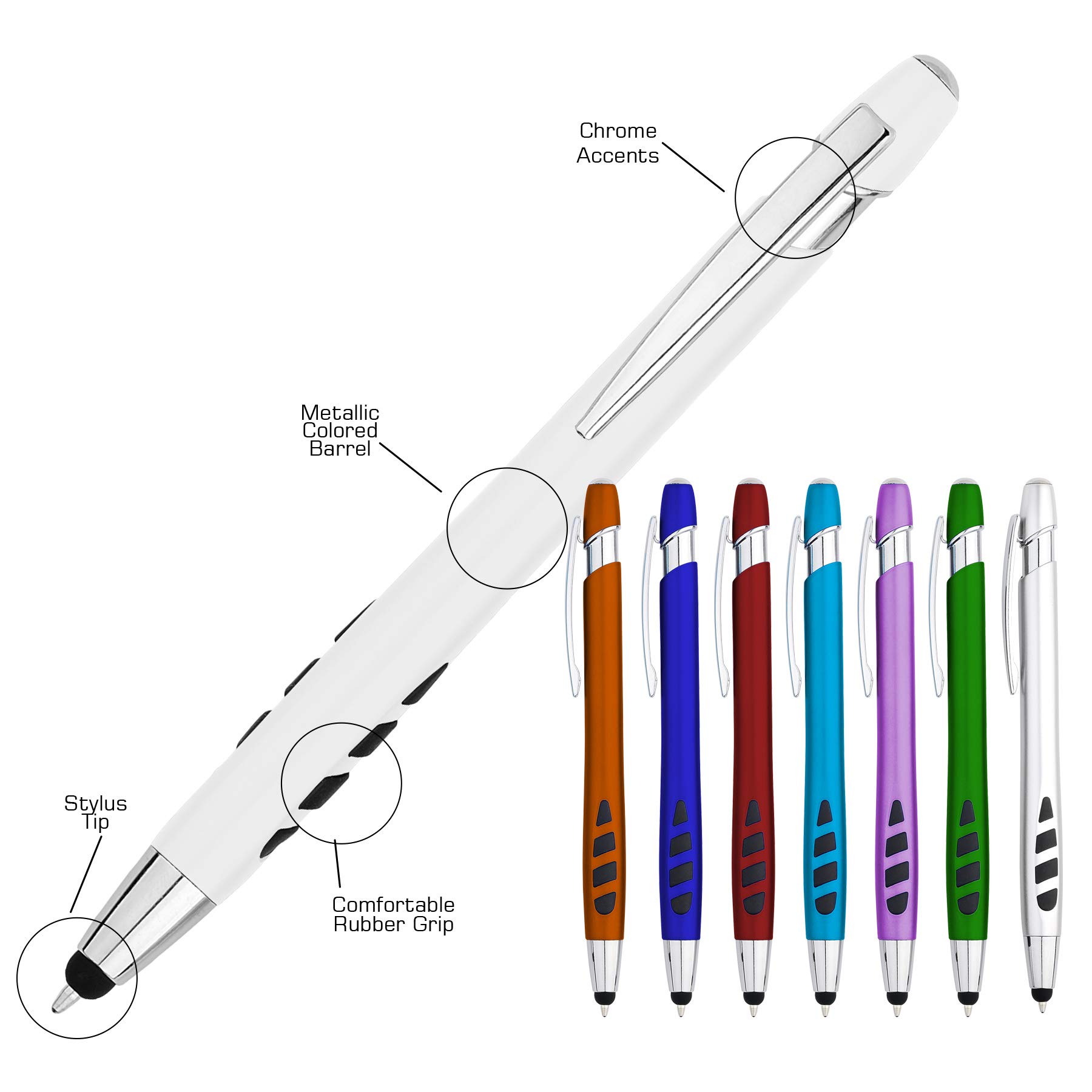 Custom Logo Pens Bulk 300 Pack - 2-in-1 Stylus & Ballpoint Pen for Touchscreen Devices - Green Promotional Pens for Business Gifts, Corporate Events & Parties - Perfect for Office Use, Trade Shows & Giveaways