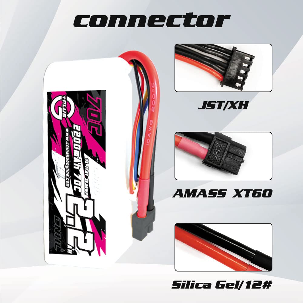 CNHL 4S Lipo Battery 2200mAh 70C 14.8V with XT60 Plug - High Performance RC Battery for Cars, Drones, Airplanes, Trucks & Boats - Long Lasting Power for Racing, FPV Flying & RC Hobbies (2 Pack)