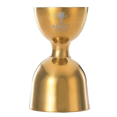 Barfly 1 & 2 Oz Heavy Duty Straight Rim Bell Jigger - Gold Plated Cocktail Measuring Tool for Bartenders & Home Mixologists | Perfect for Crafting Martinis, Old Fashioneds & Professional Bar Use