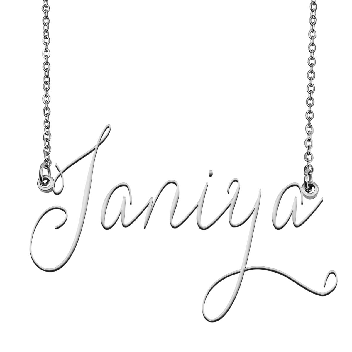 Janiya Custom Name Necklace - Personalized Name Plate Jewelry for Women & Girls - Birthday Gift, Anniversary Present & Special Occasion Jewelry