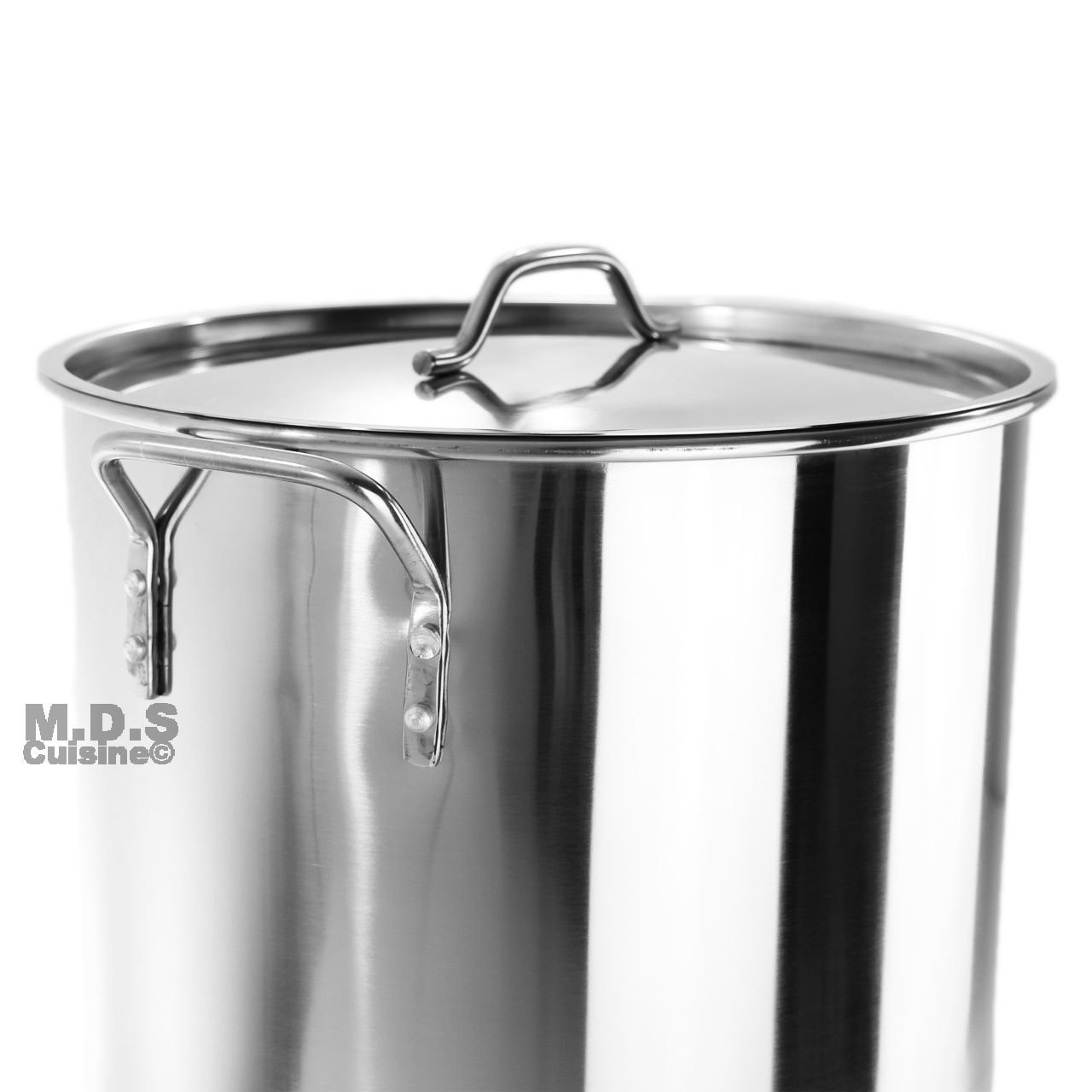 40QT Stainless Steel Stock Pot with Lid - Heavy Duty 10 Gauge Brewing, Steaming & Cooking Pot for Tamales, Canning, Soups & Large Batch Meals - Perfect for Home Kitchens & Commercial Use