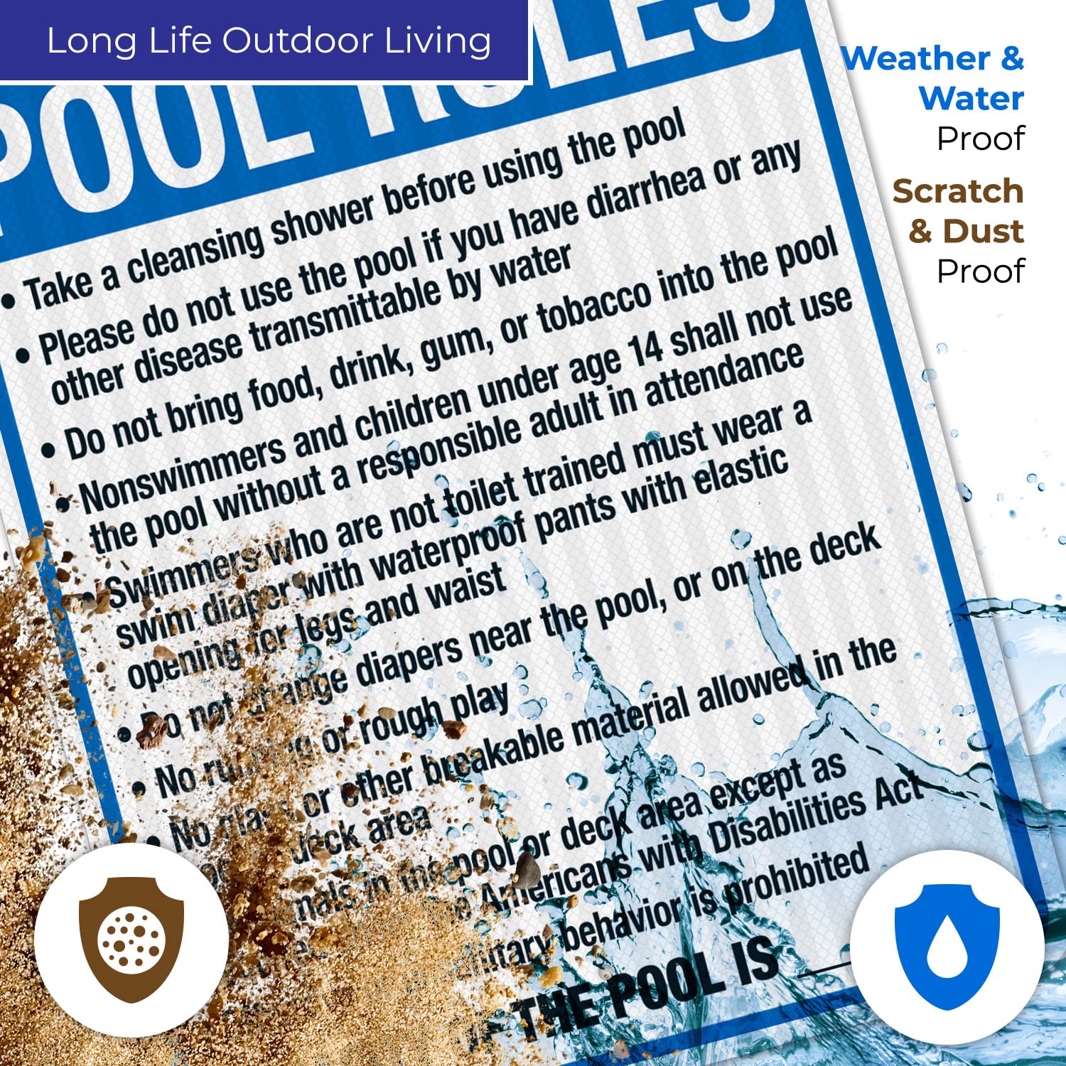 Montana Pool Rules Sign - Compliant with State Safety Code, 24x30 Inches, 3M EGP Reflective .080 Aluminum, Fade Resistant - Perfect for Public Pools, Community Centers & Backyard Swimming Pools - Made in USA
