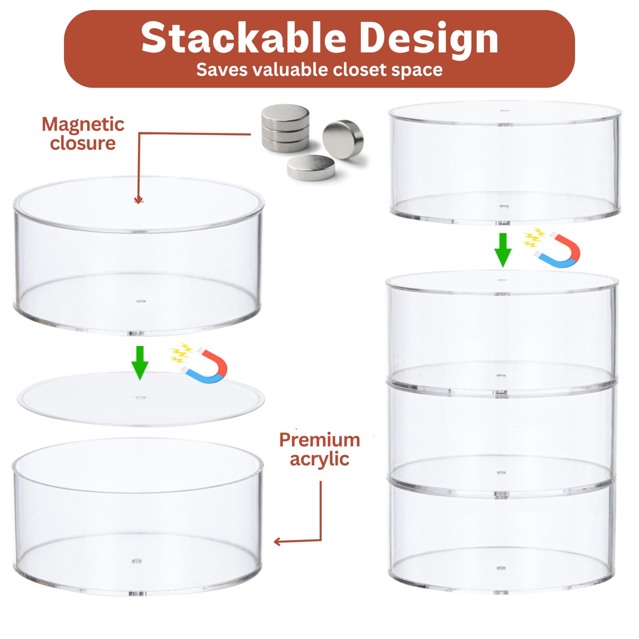 5-Layer Acrylic Belt Organizer - Space-Saving Belt Holder for Closet & Drawer Storage | Men's & Women's Belt Display Rack | Perfect for Jewelry & Watch Organization | Ideal for Home, Retail Stores & Boutique Displays
