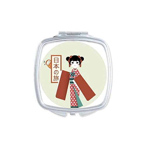 Traditional Japanese Style Double-Sided Compact Mirror - Portable Pocket Makeup Mirror with Local Girl Design | Perfect for Travel, Purse & Everyday Touch-Ups