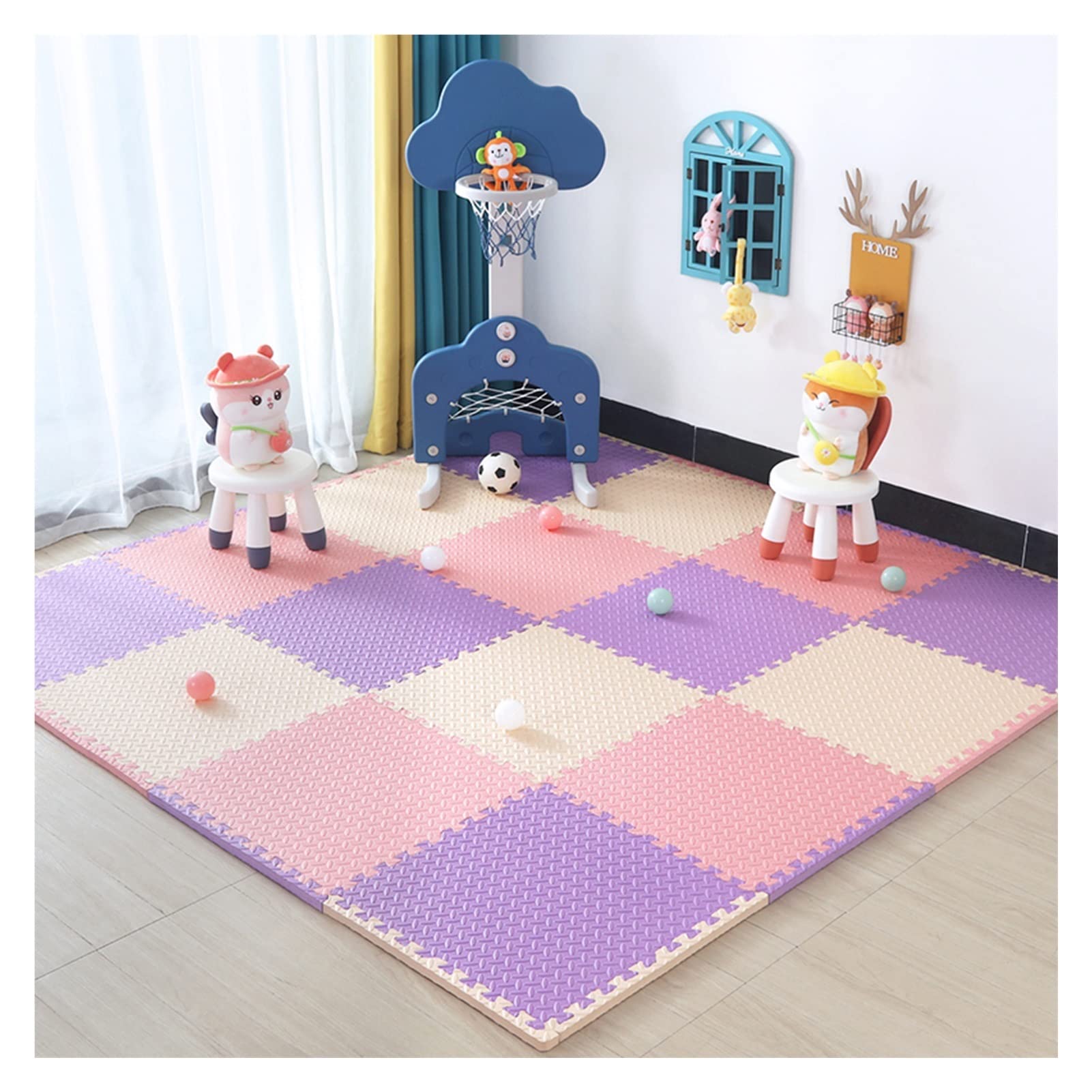 BDSHL Interlocking EVA Foam Play Mat - 16-Piece Solid Color Puzzle Floor Tiles for Home Gym, Workouts & Kids Play Area (30x30x2.5cm) | Non-Slip Exercise Mat & Toddler Safe Flooring