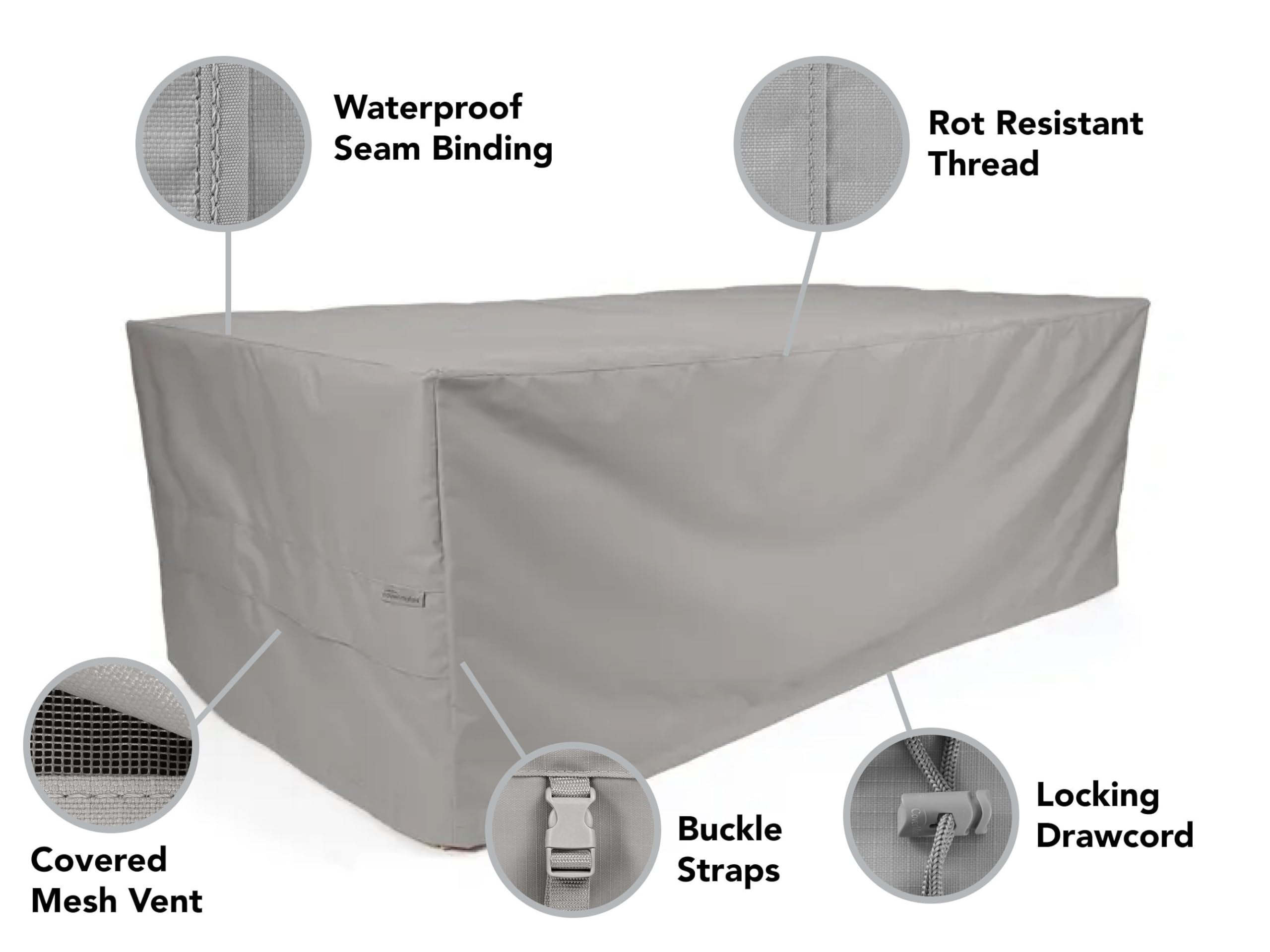 Waterproof Rectangular Accent Table Cover for Patio & Outdoor Furniture - 600D Ripstop Polyester Ottoman/Side Table Protector (60
