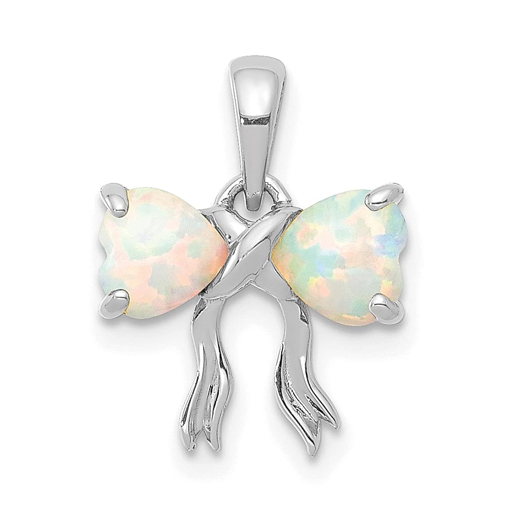 14K White Gold Opal Bow Pendant Necklace - October Birthstone Jewelry for Women | Elegant Gift for Her, Perfect for Birthdays, Anniversaries & Special Occasions