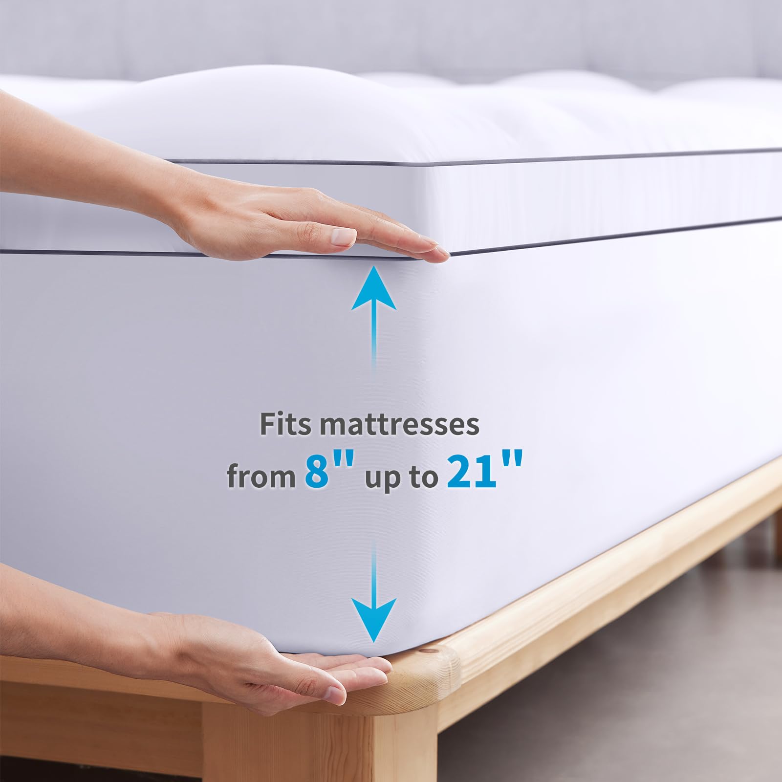 MASVIS 3-Piece Twin Size Mattress Topper Set - Ultra Soft Bed Sheets with Extra Thick Mattress Pad Cover - Plush Pillow Top for Back Pain Relief (8-21 Inch Deep Pocket, White) - Perfect for Guest Rooms, Dorms & Comfortable Sleep