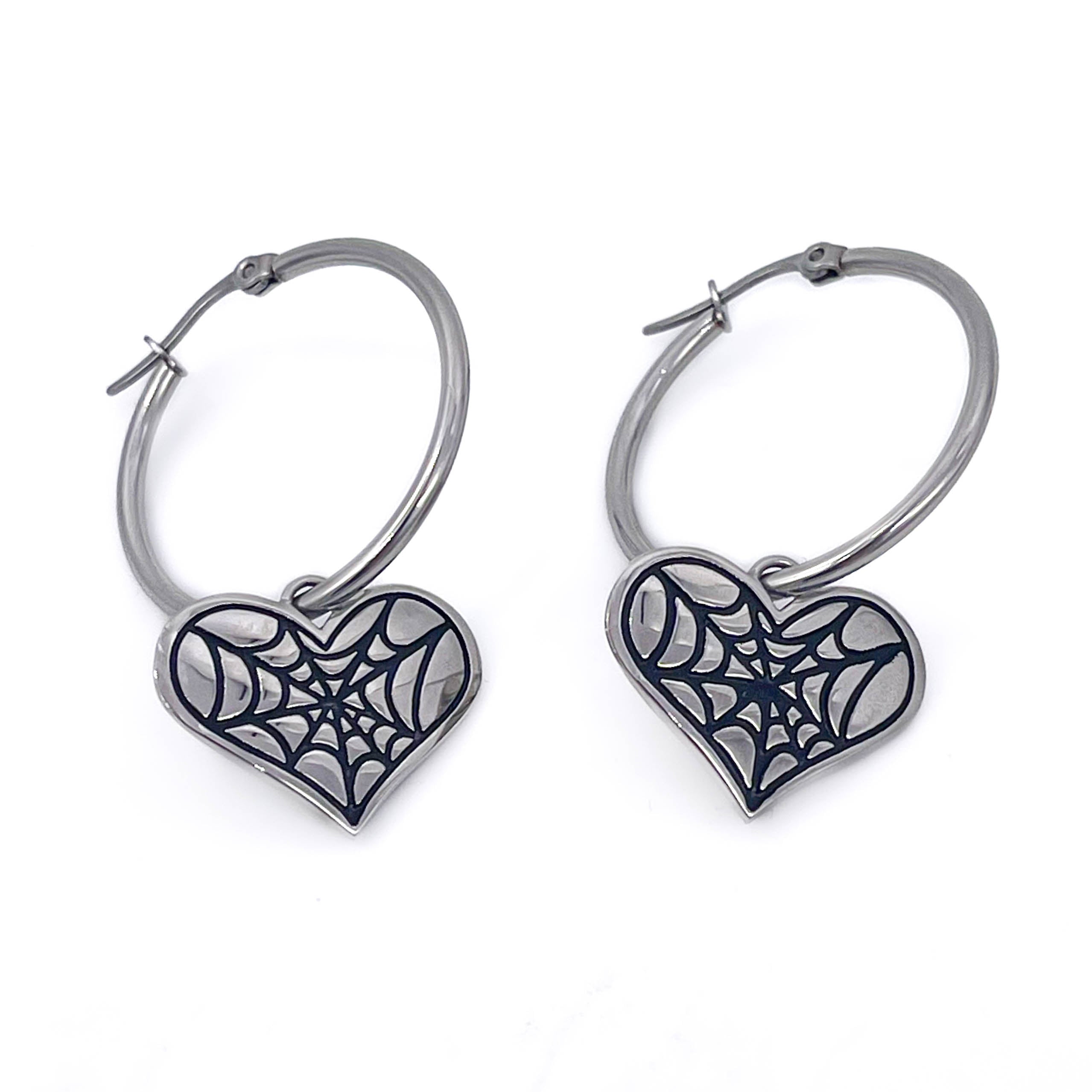 Elegant Cobweb Heart Hoop Earrings - Dainty & Unique Jewelry for Women - Perfect for Valentine's Day, Date Night & Special Occasions