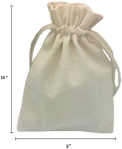 LEFUBABY 8x10 Inch Cotton Muslin Drawstring Candy Gift Bags - 15 Pack | Perfect for Party Favors, Wedding Treats & Holiday Gift Wrapping