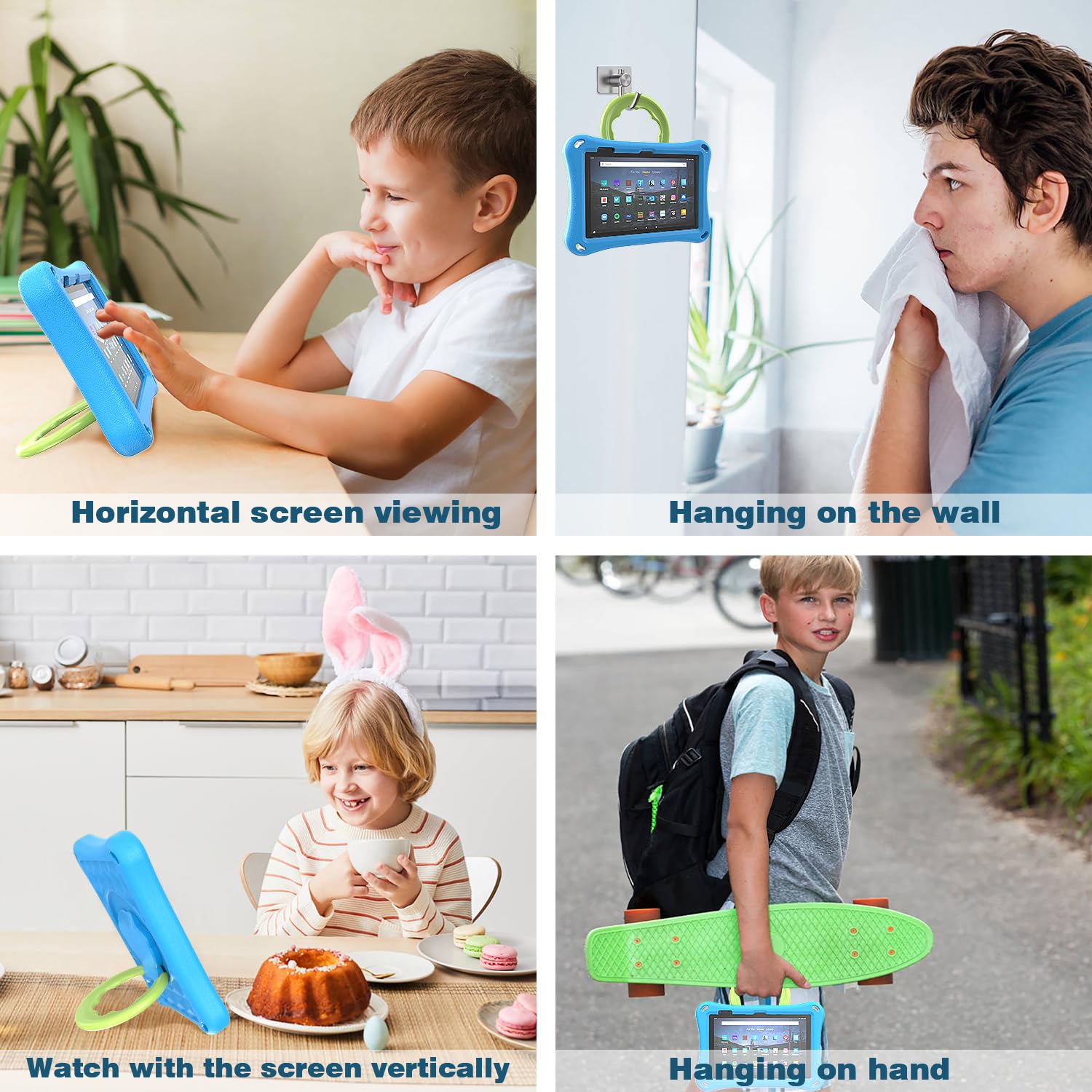 SHERBORN Kids Shockproof Tablet Case for 7 Inch Tablets (2023 Release) - Lightweight Protective Cover with Stand & Handle - Blue - Perfect for School, Travel & Home Learning (Not Compatible with iPad/Samsung)