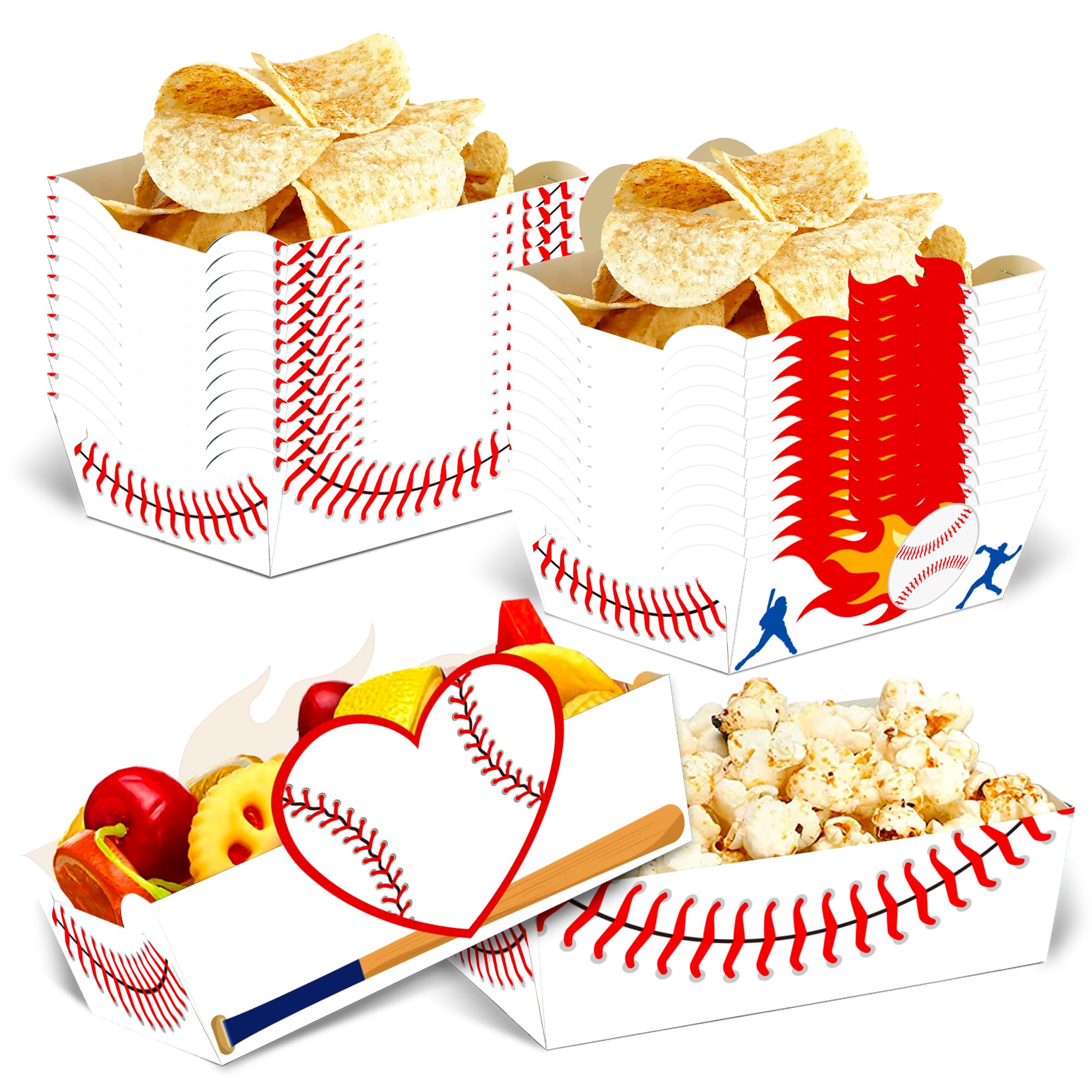 36 Pcs Baseball Party Supplies - Disposable Sports Plates & Nacho Boats for Baseball Theme Birthday, Sports Party Favors | Perfect for Game Day Snacks, Tailgating & Team Celebrations