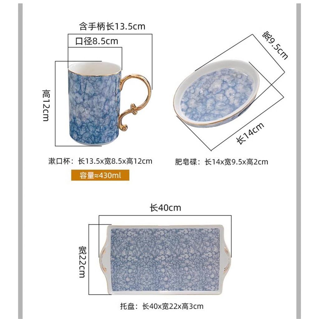 Premium Ceramic 5-Piece Bathroom Toiletries Set - Bone China Toothbrush Holder & Mouthwash Cup for Modern Bathroom Decor | Perfect for Guest Bathrooms, Master Suites & Spa-Inspired Spaces