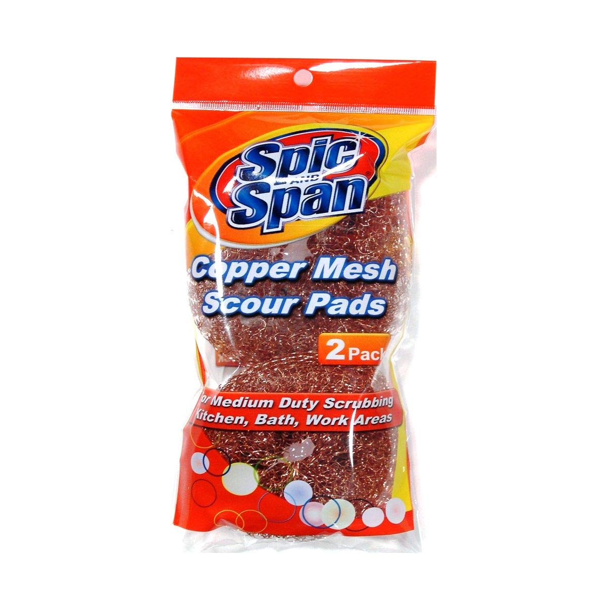 Spic n Span 2 Pack Copper Mesh Pads - Bulk 72 Pack for Heavy Duty Cleaning | Commercial Kitchen, Restaurant & Home Use | Durable Scrubbing Pads for Pots, Pans & Stovetops
