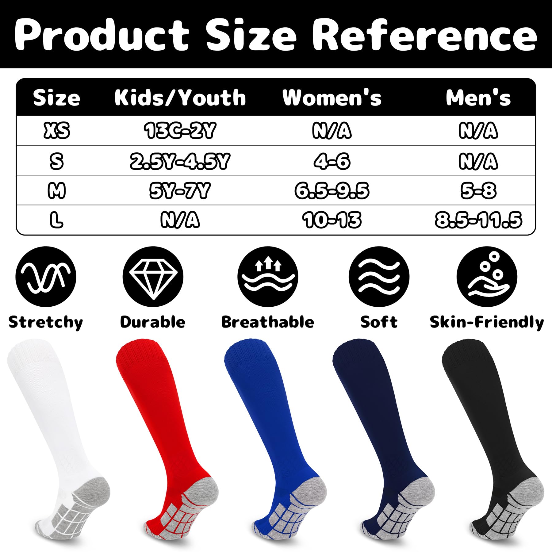Olreco Youth & Adult Knee High Soccer Socks - Baseball, Softball, Football Team Socks for Boys & Girls - Perfect for Sports Training, Games, and Team Uniforms
