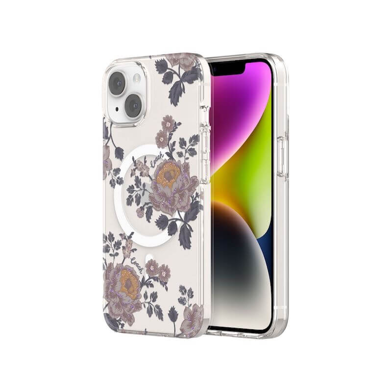 Coach MagSafe Compatible iPhone 14 Case - Moody Floral Purple Protective Cover | Perfect for Everyday Use, Travel & Style Protection