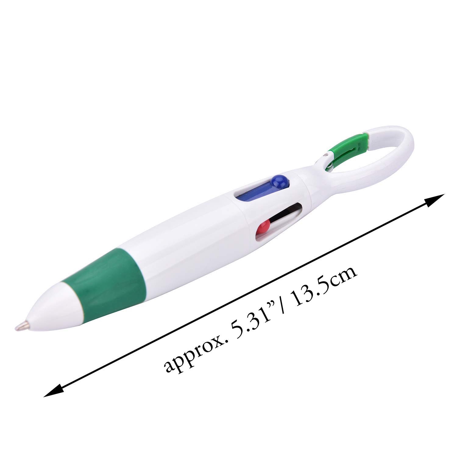 6-Pack Retractable Multi-Color Ballpoint Pens with Carabiner Keychain - 4 Neon Colors in 1 Pen, Top Buckle Clip - Perfect for Office, School, Students & Gifts - Great for Note-Taking, Journaling & Key Organization (6 Pieces)