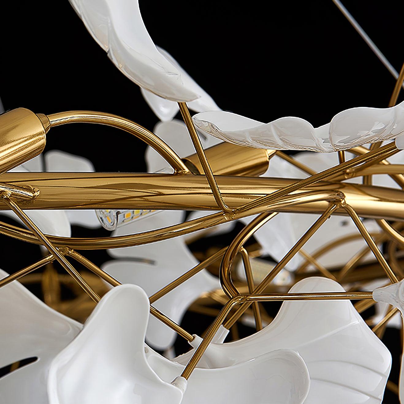 Elegant Ginkgo Leaf Chandelier - Modern Gold Ceiling Light Fixture for Dining Room, Living Room & Bedroom Decor - Perfect for Home Lighting and Interior Design