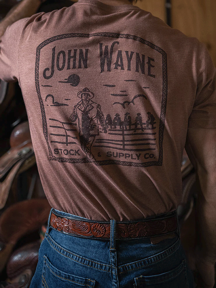 Hooey HT1647LTBR John Wayne Crew Neck T-Shirt for Men - Comfortable Brown Cotton Tee - Western Style Casual Wear for Outdoors & Everyday Use