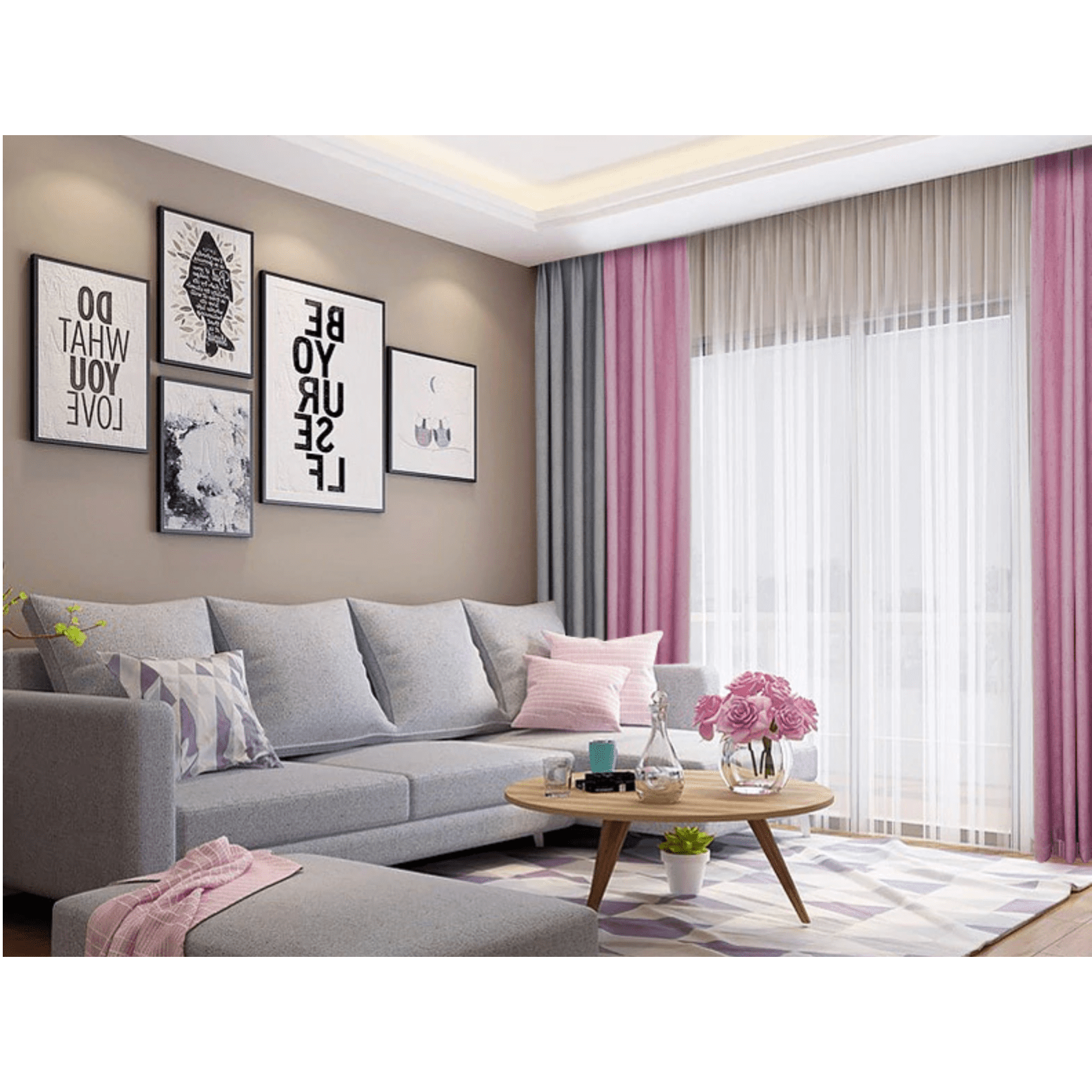 Brittany 2-Tone Blackout Curtains - Pink & Gray Thermal Insulated Drapes for Bedroom & Living Room | Noise Reducing & Light Blocking Window Treatments