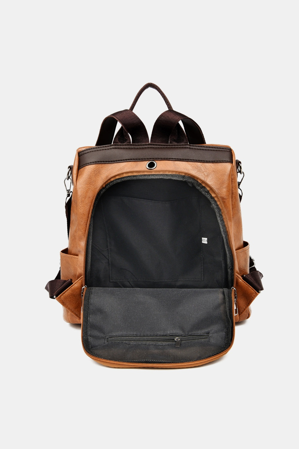 Premium PU Leather Backpack for Men & Women - Water-Resistant Laptop Backpack with USB Charging Port - Perfect for Work, Travel, and College (Black)