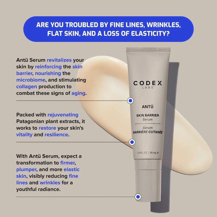 Codex: Antü Skin Barrier Serum 30ml - New in Box - Hydrating Facial Treatment for Dry & Sensitive Skin - Perfect for Night Routine & Post-Procedure Care