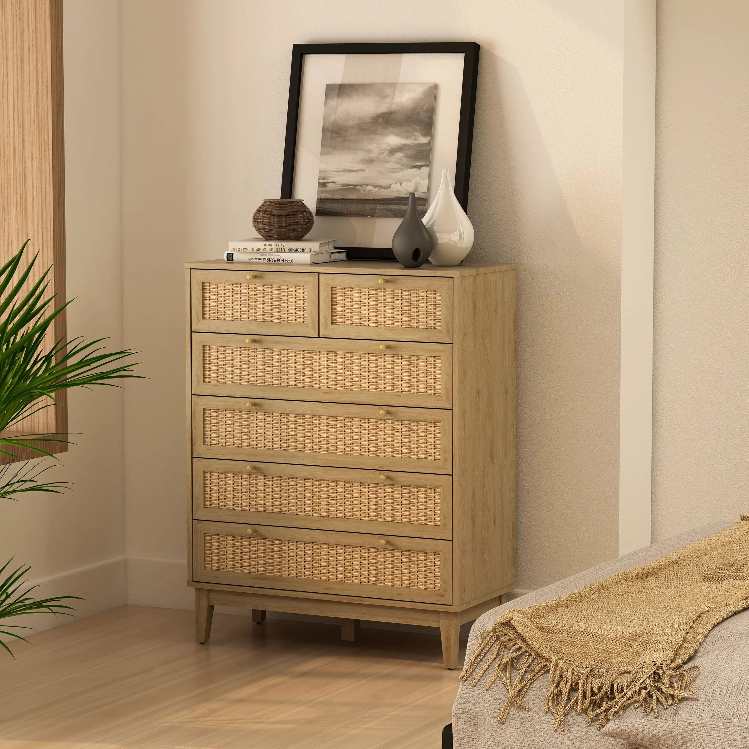 Anderson Teak Bodrum 6-Drawer Chest DC 3315 - Solid Teak Wood Dresser for Bedroom, Living Room & Office Storage