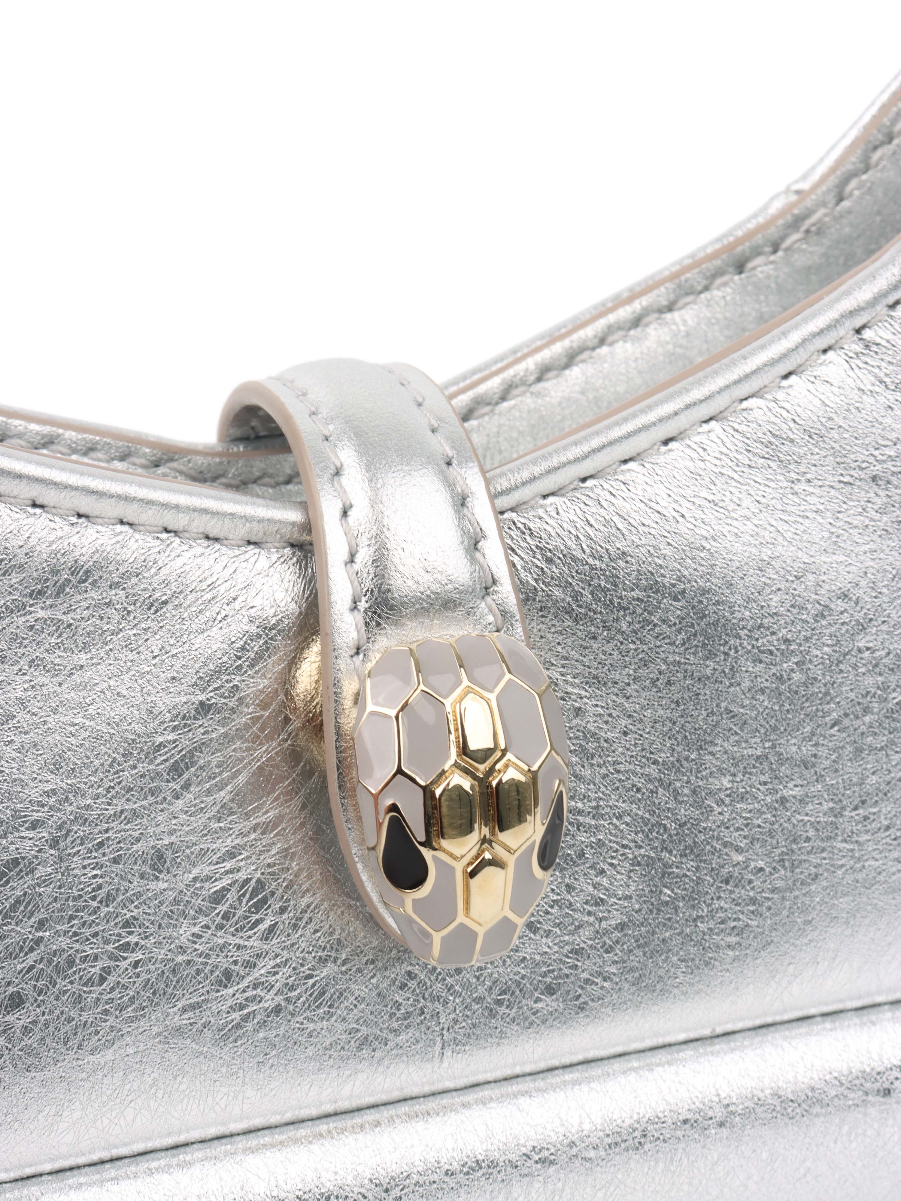 Bvlgari Metallic Silver Mini Serpenti Shoulder Bag - Luxury Designer Crossbody Purse for Women | Perfect for Evening Parties, Date Nights & Special Occasions