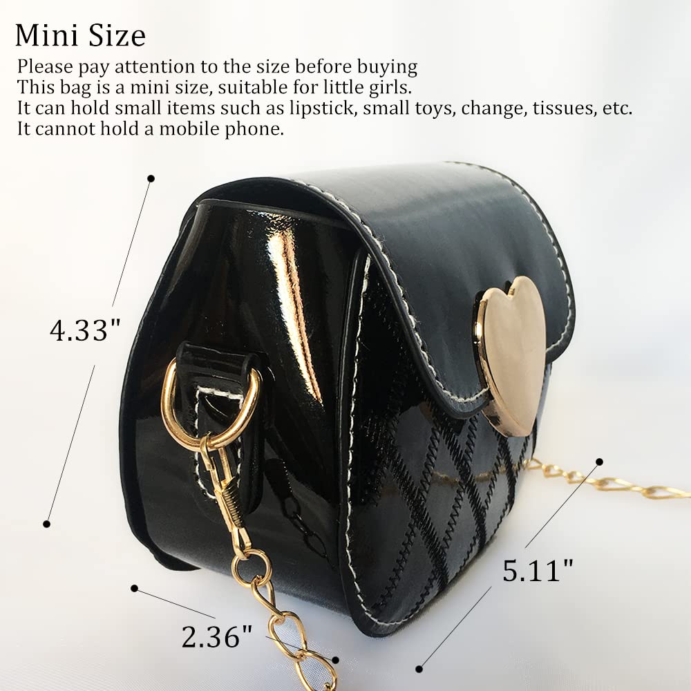 Little Girl Saddle Bags - Patent Leather Crossbody Shoulder Bag for Kids - Black Purse Handbag - Perfect for School, Travel & Birthday Gifts