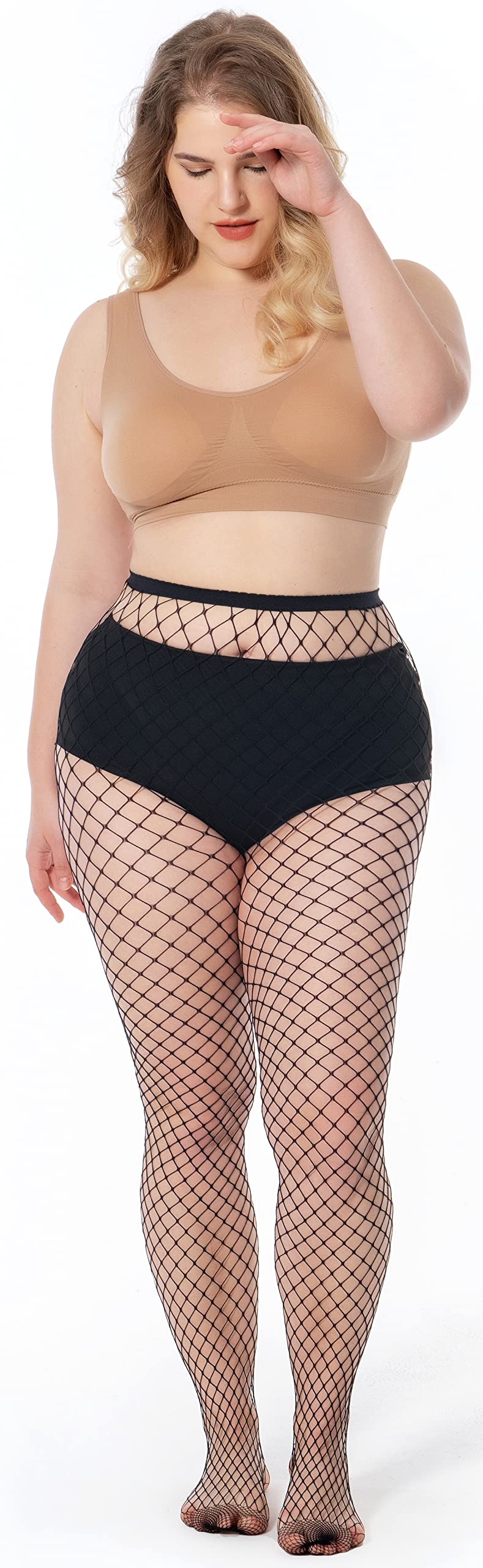 Sexy Women's Thigh High Fishnet Stockings - High Waist Pantyhose Tights for Cosplay, Halloween, Boudoir & Night Out